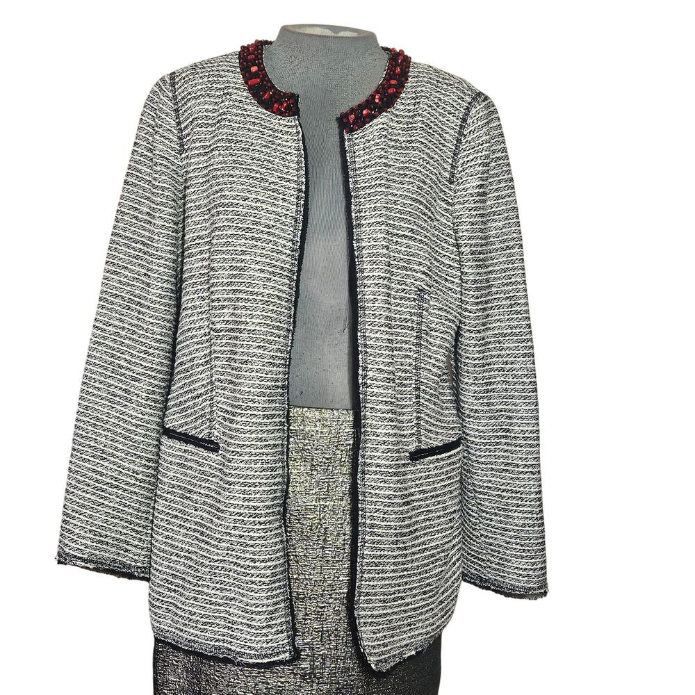 Chicos Embellished Neckline Blazer Jacket New with Tag Size 1/Medium